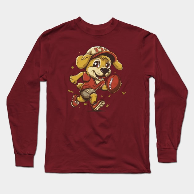 Cute Dog American Football Player Long Sleeve T-Shirt by Wintrly